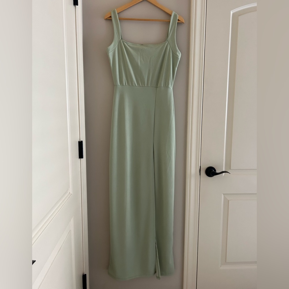 Pretty Little Thing pale green maxi dress